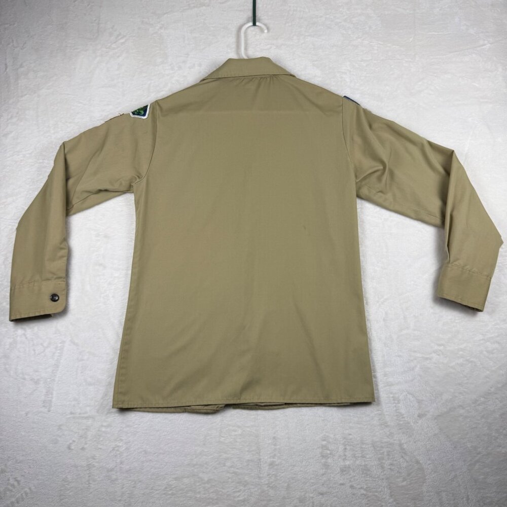 Boy Scouts Button Shirt Tan Uniform Long Sleeve Scoutcore Y2K Youth Large 14-16 - Picture 7 of 10